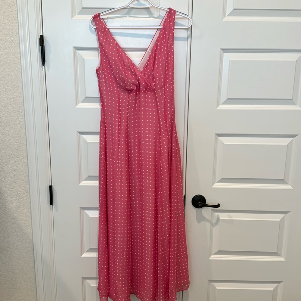 The J. Peterman Company Vintage Pink Polka Dot Silk Dress Size 4